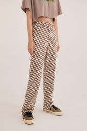 Checkerboard Check Straight Pants