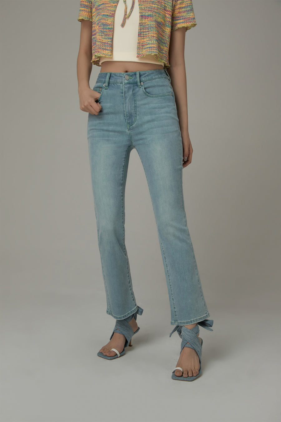 CHUU Chuu Pocket Design Semi Bootcut Denim Jeans