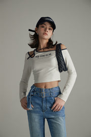 One Off The Shoulder Cropped Long Sleeve T-Shirt