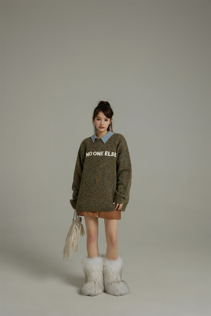 Noe Lettering Cozy Knit Sweater