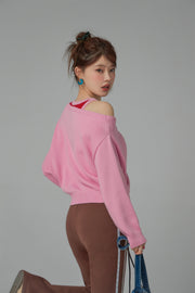 I Love Chuu Off Shoulder Knit Sweater