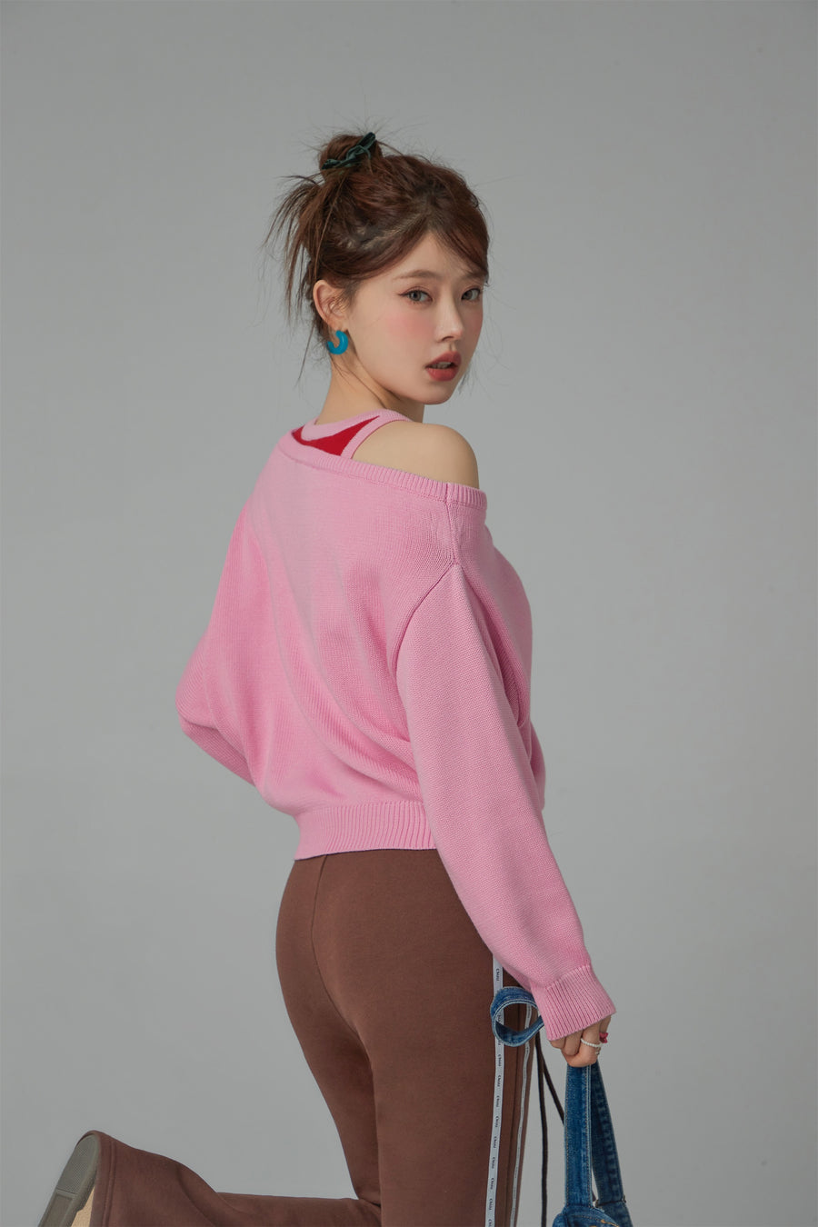 CHUU I Love Chuu Off Shoulder Knit Sweater