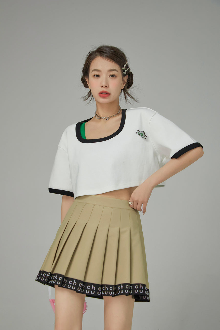 CHUU Boat-Neck Loosefit Crop Top