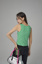 Not Afraid Of Tomorrow Checkered Sleeveless Top