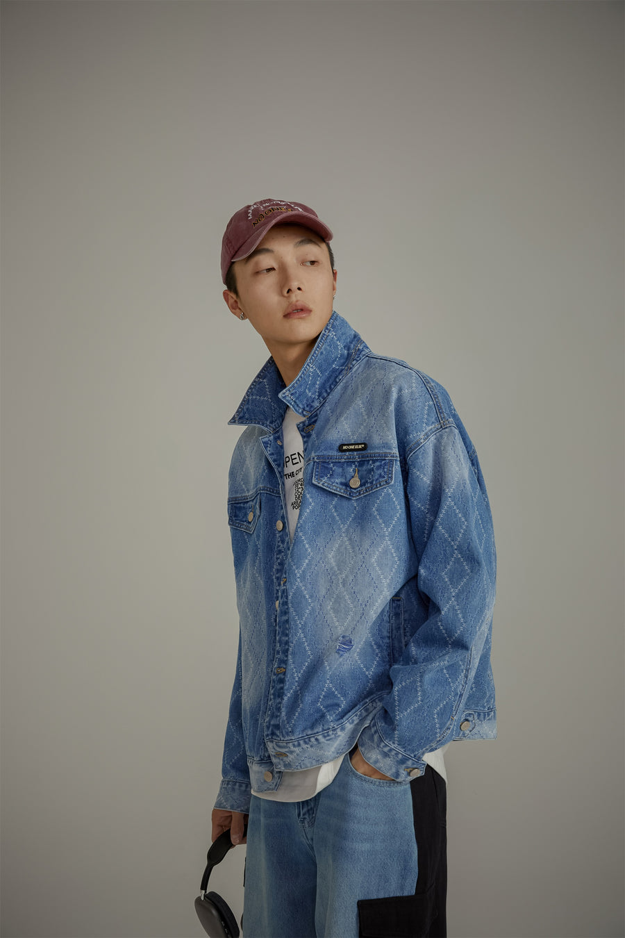 CHUU Argyle Denim Jacket