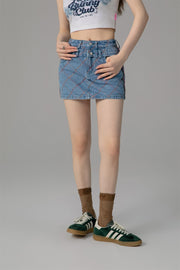 Argyle Line Denim Mini Skirt