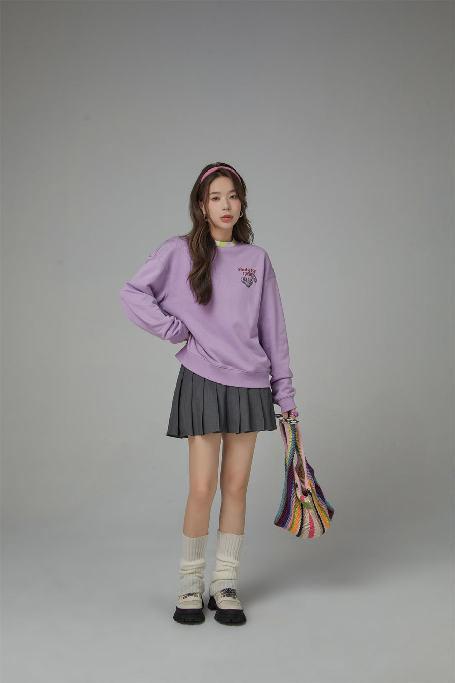 CHUU Chuu Heart Printing Sweater