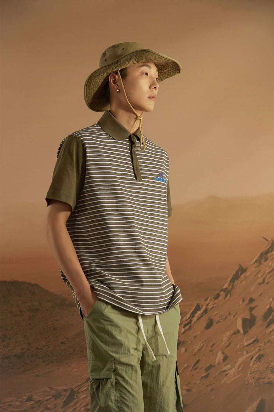 CHUU Stripe Color Polo Neck T-Shirt