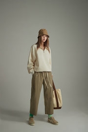 Cotton Ankle Cropped Straight Pants