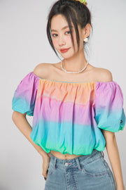 Rainbow Off-Shoulder Blouse