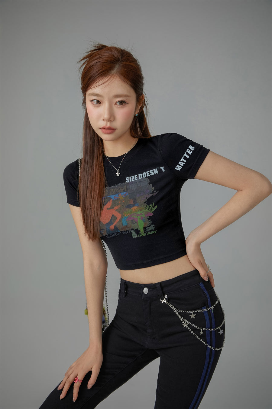 CHUU Size Doesnt Matter Beach Day Cropped T-Shirt