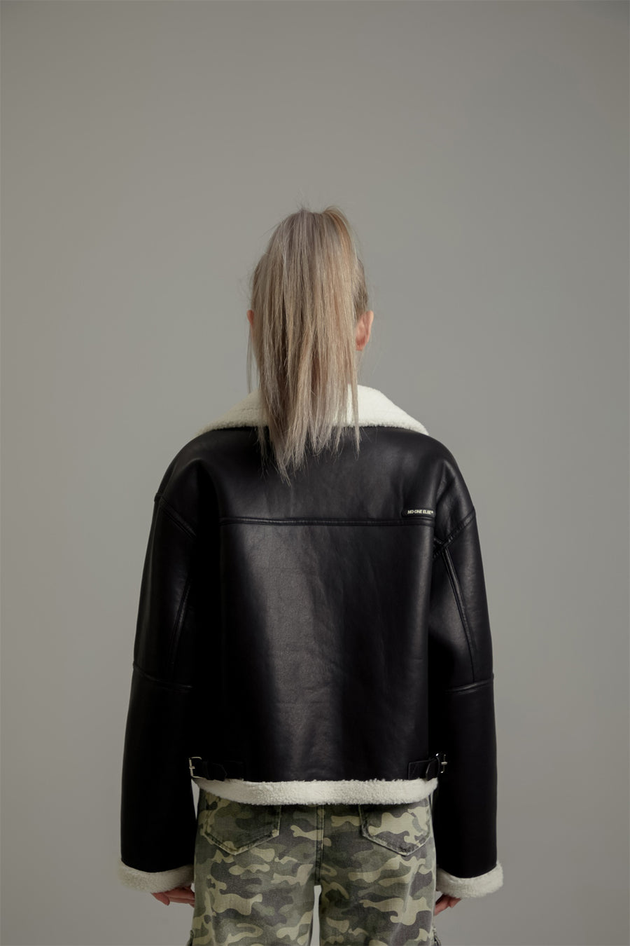 CHUU Half Leather Mustang Jacket