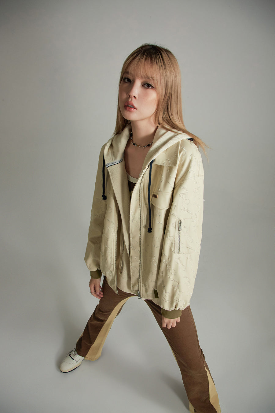 CHUU Noe Subtle Stitching Leather Jacket