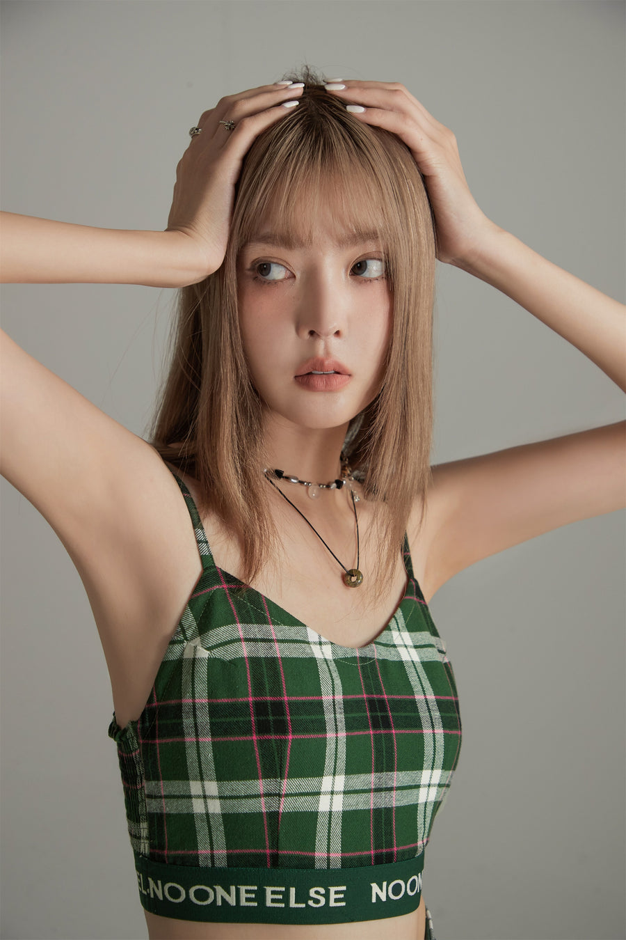 CHUU Scottish Check Crop Cami Top