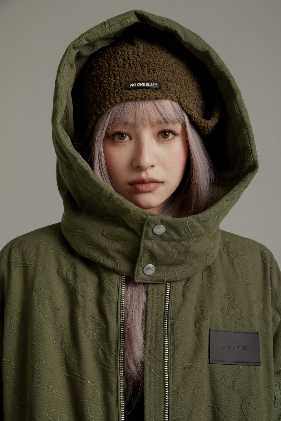 CHUU Oversized Long Hoodie Quilted Coat