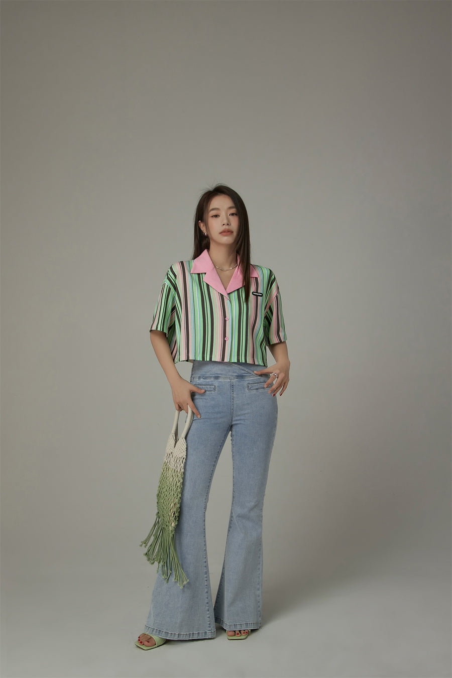 CHUU Contrast Striped Shirt