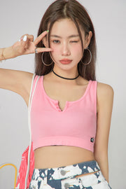 Cute Neckline Crop Sleeveless Top