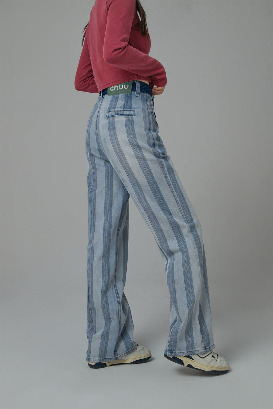 CHUU It Went Just Like This Ribbed Color Block Jeans