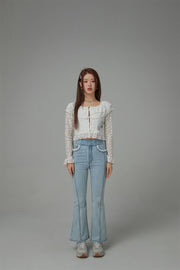 Lace Pockets Bootcut Jeans