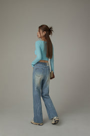 Wide Washed Denim Jeans