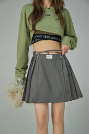 Criss Cross High Waist Pleated Skirt