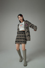 Wall Of Hearts Jacquard Knit Skirt