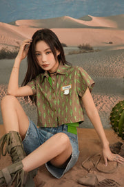 Catcus Inspired Cropped Shirt