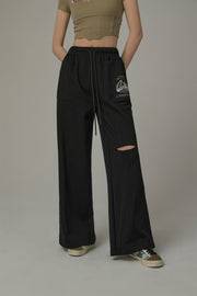 String Wide Slit Pants