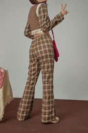 Infinite Check Slit Bootcut Pants