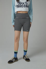 Striped Ribbed Biker Shorts