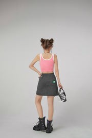 Unbalanced Zipper Detail Mini Skirt