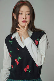 Cherry V-Neck Best Knit Sweater