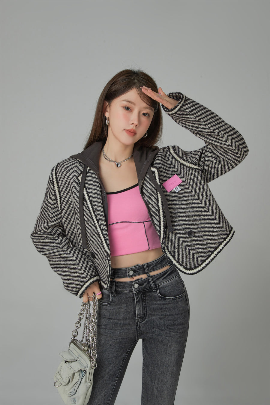 CHUU Big Time Luck Striped Loose Fit Short Jacket