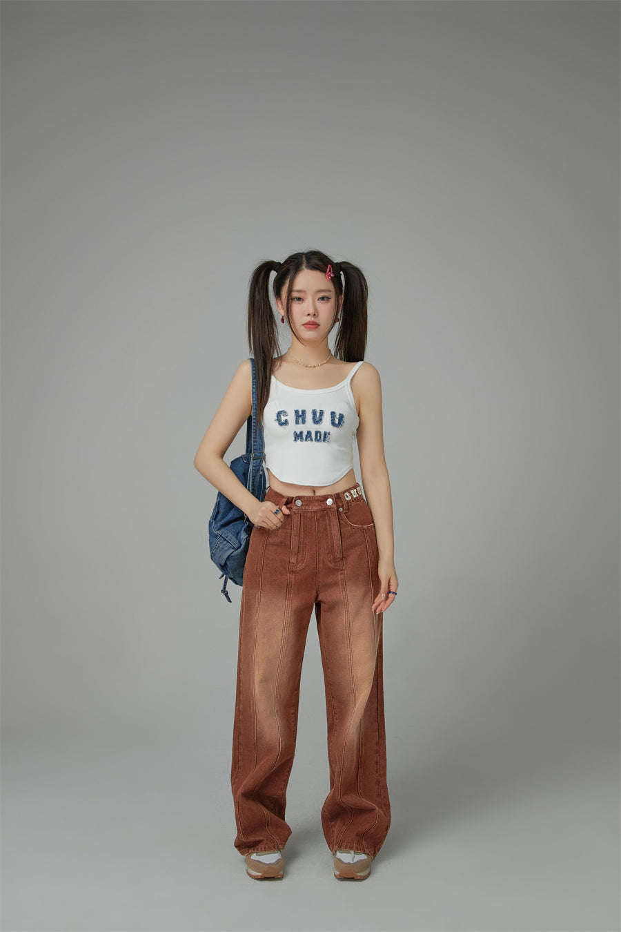 CHUU Brown Gradient Denim Wide Pants