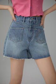 Front Pockets Denim Shorts