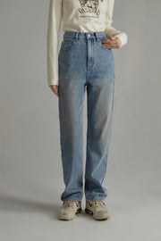 High-Waist Wide Straight Jeans