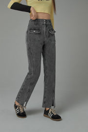 Slit Bootcut Denim Jeans