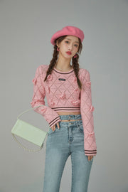 Lovely Flowers Crop Knit Top