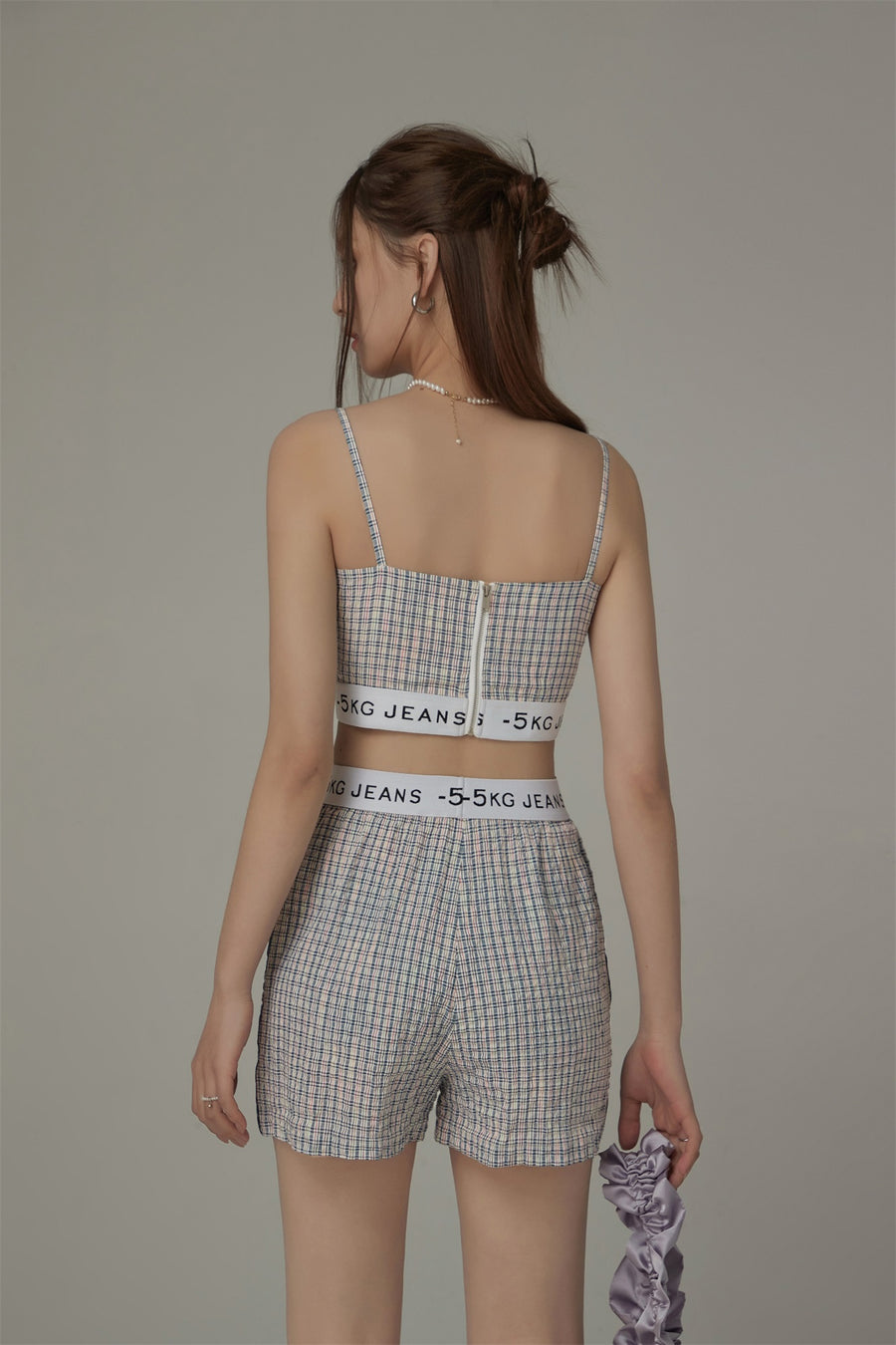 CHUU Check Color Strap Bustier Top