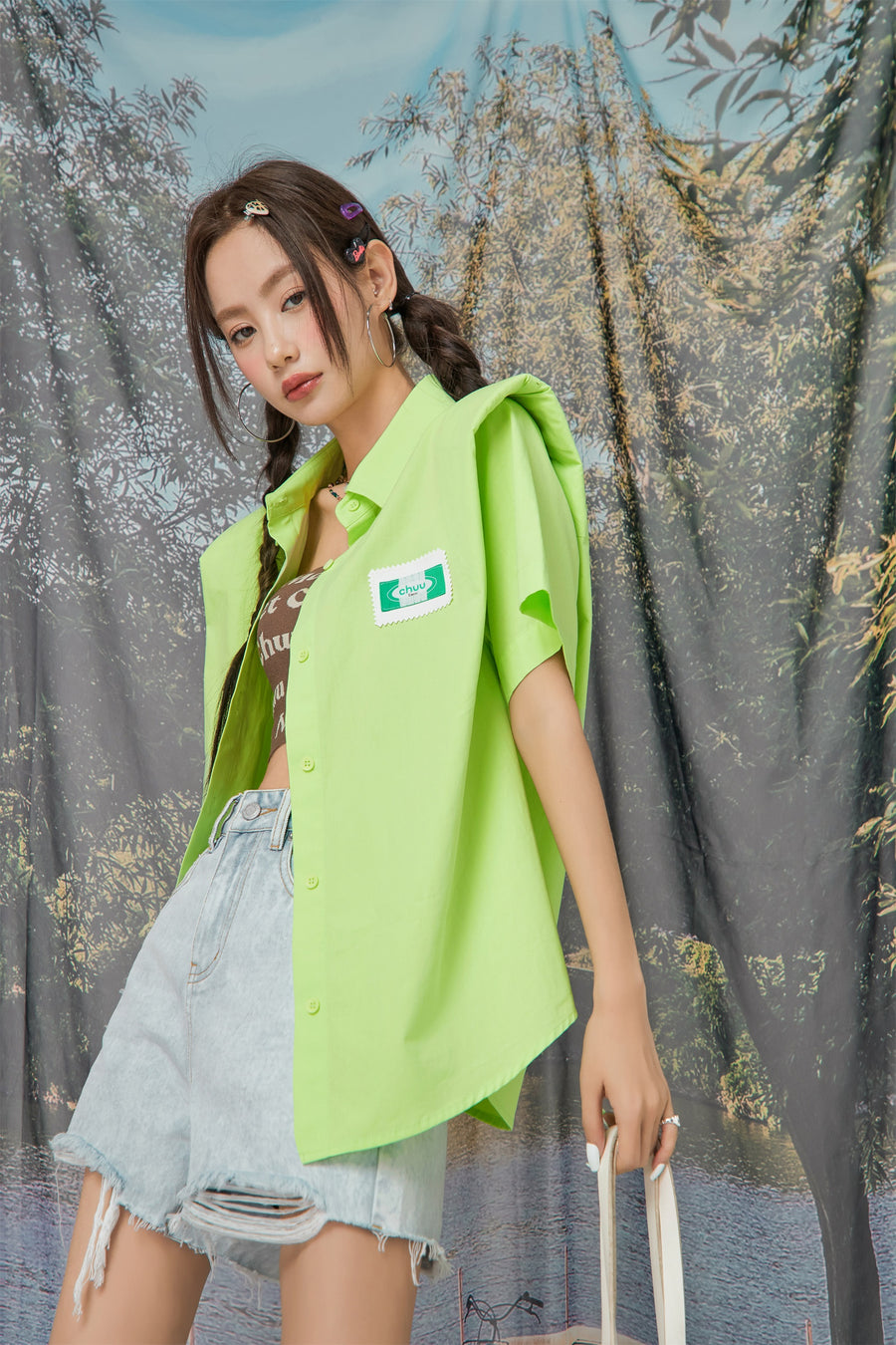 CHUU Shoulder Pad Short Sleeve Shirt