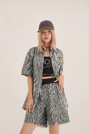 Zebra Print Loosefit Long Shirt