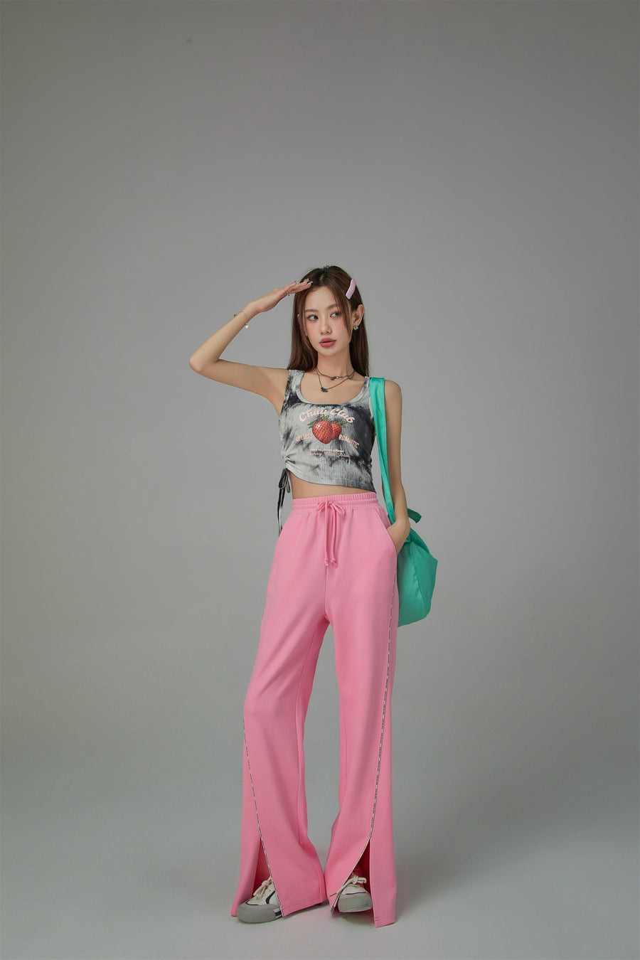 CHUU Front Slit Wide Jogger Pants