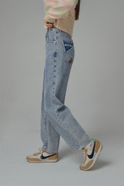 Fortune And Fame Straight Brushed Denim Pants