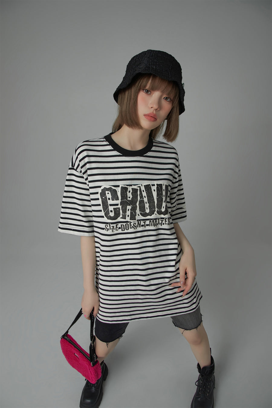 CHUU Size Doesnt Matter Striped Loose Fit T-Shirt