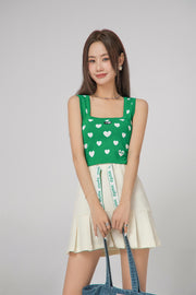 Heart Print Knit Sleeveless Top