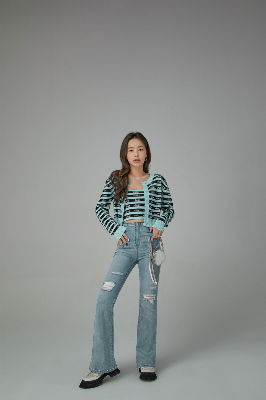 CHUU Chuu Logo Stripes Crop Cami Top