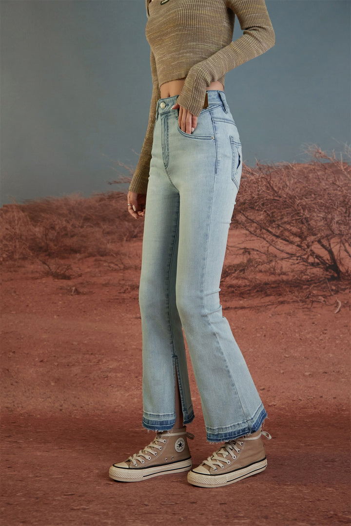 Not Your Average Bootcut Slit Denim Jeans