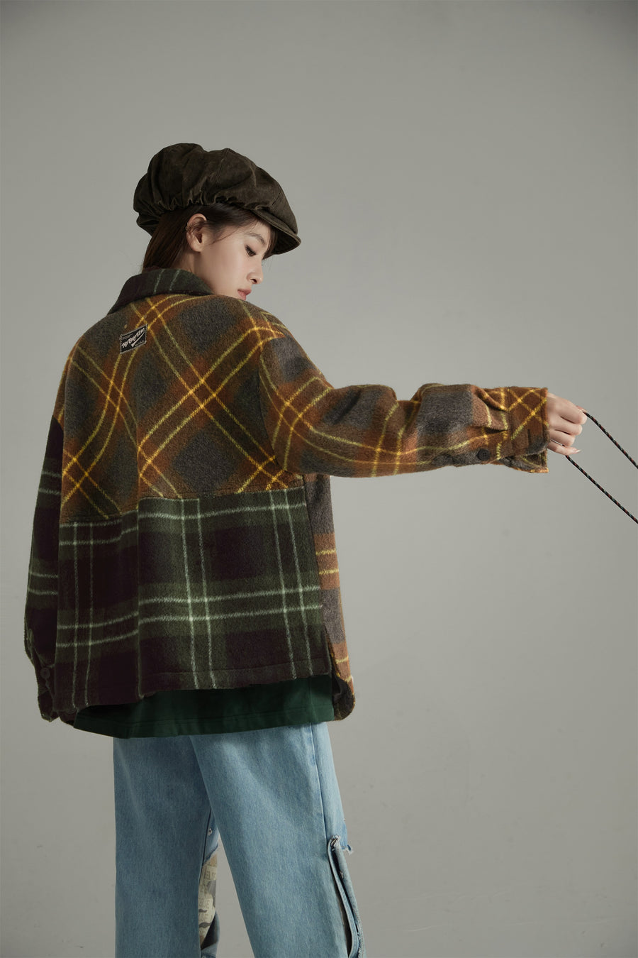 CHUU Check Colored Loose Fit Coat