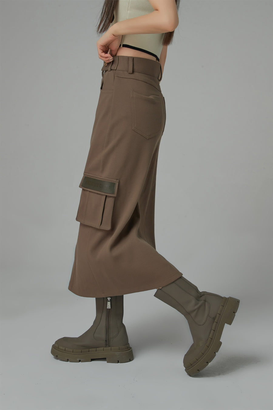 CHUU A New Thing Split A-Line Cargo Skirt