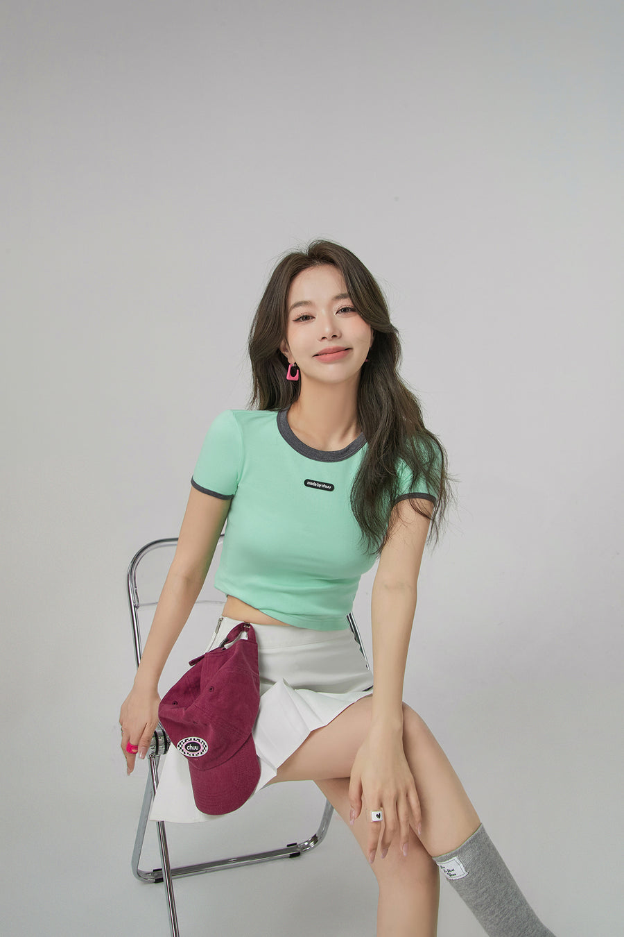 CHUU Color Matching Round Neck T-Shirt